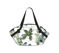 DEXNEL Green Eucalyptus Leaves 2-in-1 Convertible Picnic Tote Bag, 37'' Waterproof Printed Round Mat for Beach Camping and Travel