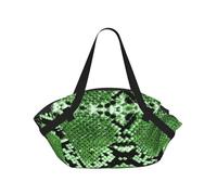 DEXNEL Green Snakeskin 2-in-1 Convertible Picnic Tote Bag, 37'' Waterproof Printed Round Mat for Beach Camping and Travel