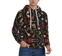 Dexnel Guitars Mens Fleece Lined Hoodie Sherpa Pullover With Kangaroo Pocket Adjustable Hood, Winter Sweatshirt Black