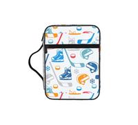 DEXNEL Hockey Elements Creative Patterned Printed Bible Storage Organizer, Portable Scripture Carrier, Religious Gift Case for Women