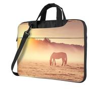 DEXNEL Horses On Pasture At Sundown Print Retro Vintage Laptop Bag Durable Shockproof Computer Briefcase For Work Birthday Gift Idea