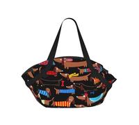 Dexnel I Love My Dog Dachshunds 2-in-1 Convertible Picnic Tote Bag, 37'' Waterproof Printed Round Mat for Beach Camping and Travel