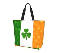 DEXNEL Irish Flag Printed Reusable Tote Bag For Women, Large Shopping Shouder Bag Trendy Handbag For Work, School, Shopping
