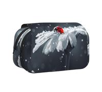 Dexnel Ladybug On Daisy Flower Printing Pencil Case for Pencils, Handy Storage Box for Watercolor Pens Or Markers