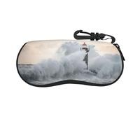 Dexnel Lighthouse In Storm Printing Summer Sunglasses Soft Case Ultra Light Neoprene Zipper Eyeglass Case With Belt Clip For Adult