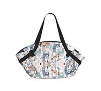 DEXNEL Llama Alpaca Cactus 2-in-1 Convertible Picnic Tote Bag, 37'' Waterproof Printed Round Mat for Beach Camping and Travel