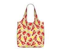 DEXNEL Lobster And Crab Print Reusable Shopping Bag Foldable Grocery Tote 25l Polyester Packable Carryall Large Capacity 25l
