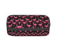 DEXNEL Lovely Pink Flamingos Portable School Pen Bag with Zipper,High Capacity Sturdy Multifunctional Pencil Case for Kids