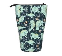 Dexnel Manatee Animals Calf Cute Standing Pencil Holder,Telescopic Pouch Pop Up Bag,Stationery Box for Students,Girls,Boys