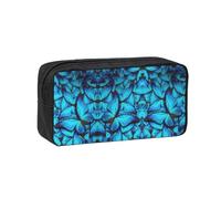 Dexnel Many Blue Butterfly Printed Pencil Case Large Capacity Zip Pouch Durable Polyester Organizer for School Office Travel
