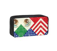 Dexnel Mexican American Flag Printed Pencil Case Large Capacity Zip Pouch Durable Polyester Organizer for School Office Travel