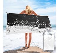 DEXNEL Piano Keys With Musical Notes Print Quick Dry Towel Travel Beach Bath Wrap For Swimming Hiking Adults
