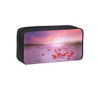 DEXNEL Pink Flamingos Printed Pencil Case Large Capacity Zip Pouch Durable Polyester Organizer for School Office Travel