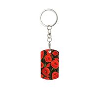Dexnel Poppy Flowers Printing Keychains Dog Tags Aluminum, Rectangle Key Holder For Car Fobs