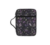 DEXNEL Purple Black Goth Spooky Printed Bible Storage Organizer, Portable Scripture Carrier, Religious Gift Case for Women
