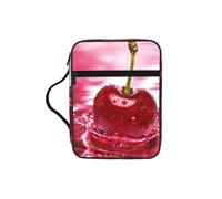 DEXNEL Red Cherries Printed Bible Storage Organizer, Portable Scripture Carrier, Religious Gift Case for Women