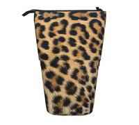 DEXNEL Rough Leopard Print Cute Standing Pencil Holder,Telescopic Pouch Pop Up Bag,Stationery Box for Students,Girls,Boys