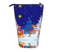 Dexnel Santa On Sleigh Cute Standing Pencil Holder,Telescopic Pouch Pop Up Bag,Stationery Box for Students,Girls,Boys