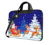 DEXNEL Santa On Sleigh Print Retro Vintage Laptop Bag Durable Shockproof Computer Briefcase For Work Birthday Gift Idea