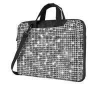DEXNEL Silver Sequin Sparkle Pattern Print Retro Vintage Laptop Bag Durable Shockproof Computer Briefcase For Work Birthday Gift Idea
