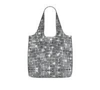 DEXNEL Silver Sequin Sparkle Pattern Print Reusable Shopping Bag Foldable Grocery Tote 25l Polyester Packable Carryall Large Capacity 25l