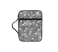 DEXNEL Silver Sequin Sparkle Pattern Printed Bible Storage Organizer, Portable Scripture Carrier, Religious Gift Case for Women