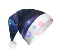 Dexnel Space Planets Funny Led Christmas Hat, Holiday Santa Hat For Xmas Party Supplies, Winter Head Wear For Adults