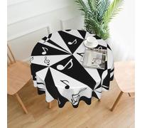 DEXNEL Stylish Musical Note Pattern Print 60'' Round Tablecloth Retro Polyester Washable Cover for 4-6 Seat Dining Table Boho Decor