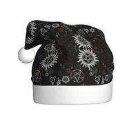 Dexnel Supernatural Symbols Black Printing Winter Warm Caps 1 Pieces Unisex Gifts Xmas Adult Holiday Christmas Tree Decoration Santa Hat