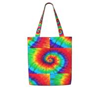 DEXNEL Tie Dye Hippies Canvas Medium Tote Bag, Reusable Shopping Bag With Snap Closure System, Reusable Grocery Bags