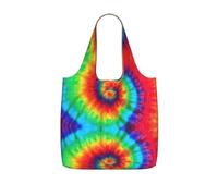 DEXNEL Tie Dye Hippies Print Reusable Shopping Bag Foldable Grocery Tote 25l Polyester Packable Carryall Large Capacity 25l