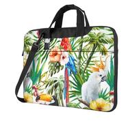 DEXNEL Toucans Parrot Palm Tree Leaves Print Retro Vintage Laptop Bag Durable Shockproof Computer Briefcase For Work Birthday Gift Idea