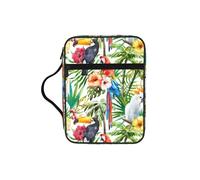 Dexnel Toucans Parrot Palm Tree Leaves Printed Bible Storage Organizer, Portable Scripture Carrier, Religious Gift Case for Women