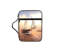 DEXNEL White Sailing Ship at Sunset Printed Bible Storage Organizer, Portable Scripture Carrier, Religious Gift Case for Women