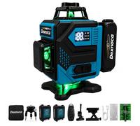 Dexnoca 16 Line Laser Level with Remote, 2x8000mAh Batteries, 4x360° Green Beam Self Levelling Cross Line Tool for Floor Tiling, DIY, Construction, Home Renovation, Picture Hanging, etc
