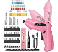 Dexnoca Electric Screwdriver, Portable Cordless Drills 3.6V, 1/4” Chuck Mini Screwdriver Kit, Dual Position Handle, LED Light for DIY Tools, Women, Housewarming Gift, 171pcs, Pink