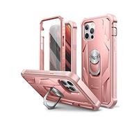 Dexnor Case Compatible with iPhone 12 & 12 Pro [6.1 inch] 360 Full Body Heavy Duty Military Grade Shockproof Hard Back Cover Built-in Screen Protector and Kickstand for iPhone 12/12 Pro - Pink