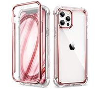 Dexnor Case Compatible with Iphone 12 & for Iphone 12 Pro 6.1 Inch, 360 Degree Full Body Shockproof Front and Back Protective Cover with Built-in Screen Protector - Rose Gold