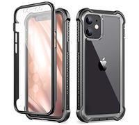 Dexnor Case Compatible with Iphone 12 Mini 5.4 Inch, 360 Degree Full Body Shockproof Front and Back Protective Cover with Built-in Screen Protector - Black