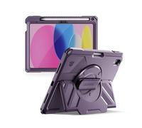 Dexnor Case for iPad (A16) 11th/10th Generation 2025/2022 (11″/10.9″),Rugged Protective Case with 360° Rotating Hand Strap& Stand & Screen Protector & Pencil Holder Shockproof Full-Body Cover, Purple