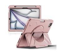 Dexnor Case for iPad Air 11 inch M4/M3/M2, iPad Air 5th/4th Generation 10.9 inch Rugged Case with 360° Rotating Hand Strap & Stand & Screen Protector & Pencil Holder Shockproof Full-Body Cover,Pink