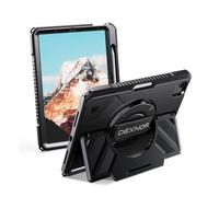 Dexnor Case for iPad Air 11 inch,Rugged Protective Case with 360° Rotating Hand Strap & Steady Stand & Screen Protector & Pencil Holder Shockproof Full-Body Bumper Cover,Black