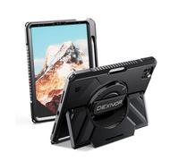 Dexnor Case for iPad Pro 11 inch (2018-2022),Rugged Protective Case with 360° Rotating Hand Strap & Steady Stand & Screen Protector & Pencil Holder Shockproof Full-Body Bumper Cover,Black
