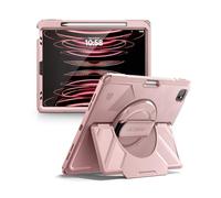 Dexnor Case for iPad Pro 12.9 inch 6th/5th/4th/3rd Gen (2022/2021/2020/2018),Rugged Protective Case with 360° Rotating Hand Strap & Stand & Screen Protector & Pencil Holder Shockproof Cover,Pink