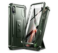 Dexnor Case for iPhone XS MAX 360 Full Body Heavy Duty Rugged Shockproof Military Drop Tested Protective Cover Built in Screen Protector and Kickstand for iPhone XS MAX-Military Green