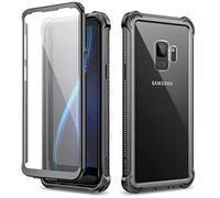 Dexnor Case for Samsung Galaxy S9 360 Full Body 3 Layers Protection Cover Shockproof Bumper Crystal Clear Slim Anti-Scratch Back Panel with Built-in Screen Protector - Black