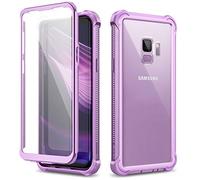 Dexnor Case for Samsung Galaxy S9 360 Full Body 3 Layers Protection Cover Shockproof Bumper Crystal Clear Slim Anti-Scratch Back Panel with Built-in Screen Protector - Purple - 5.8 inches