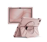 Dexnor Case for Samsung Galaxy Tab A11+/A11 Plus 11 inch 2025, Rugged Protective Case with 360° Rotating Hand Strap & Large Steady Stand & Screen Protector Shockproof Full-Body Bumper Cover,Pink