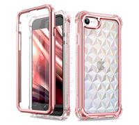 Dexnor Compatible with iPhone SE 2020(2022) case/iPhone 8/7 Case 4.7 Inch 360 Degree Full Body Clear Shockproof Bumper Dustproof Protective Cover with Built-in Screen Protector - Diamond Pink