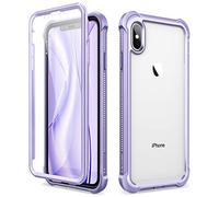 Dexnor Compatible with Iphone X Iphone XS Case 5.8 Inch, 360 Degree Full Body Anti Slip and Shockproof Soft TPU Bumper + PC Clear Protective Cover with Built-in Screen Protector - Light Purple